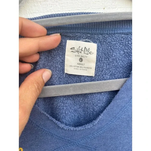 Salty Life Salty Vibes Blue Graphic Sweatshirt Adult Large‎ V Neck Long Sleeve - Picture 3 of 4